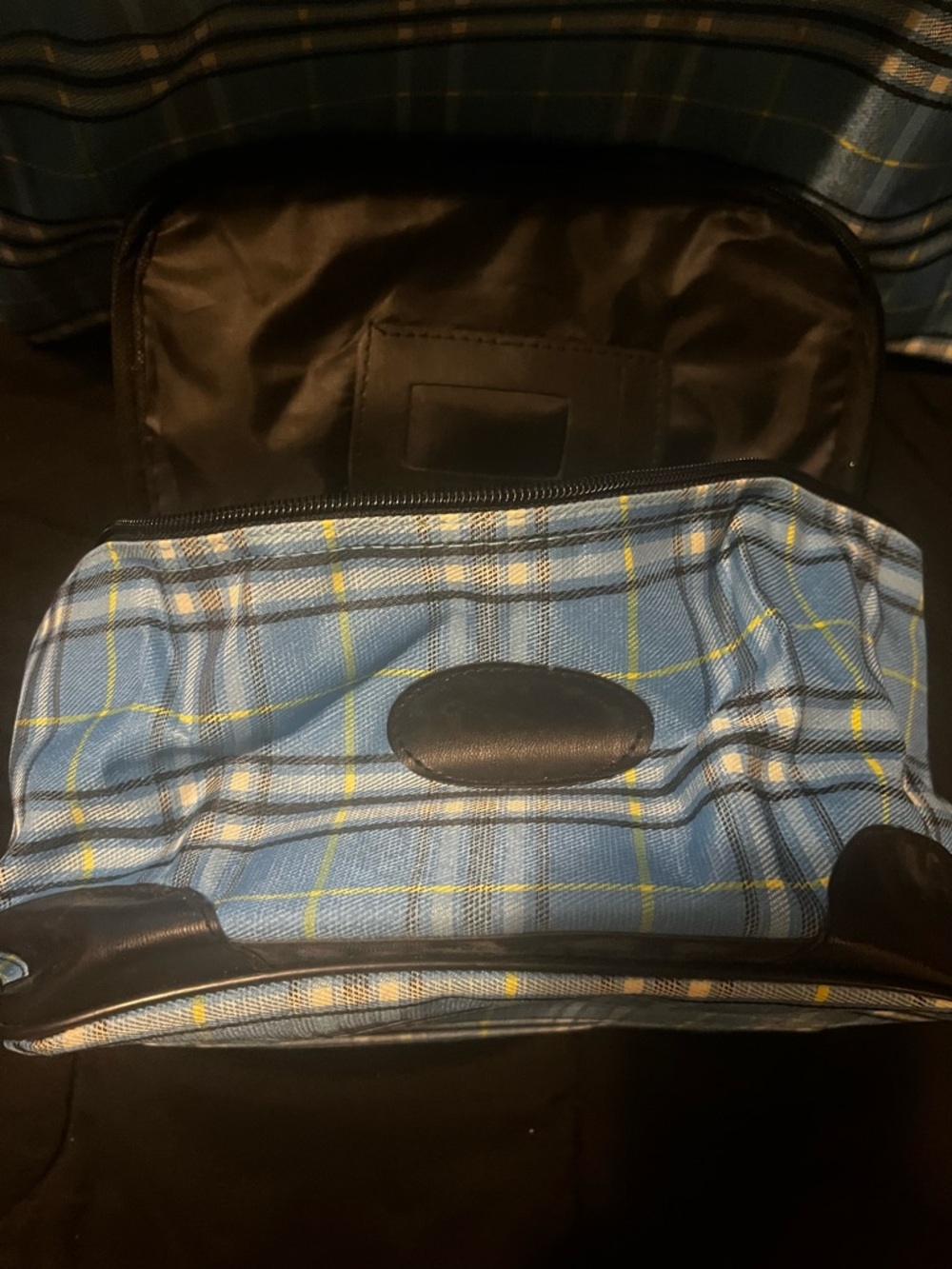 Plaid Blue Tote Bag with Matching Pouch - Travel & Everyday Carry - Picture 3 of 5